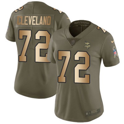 Nike Minnesota Vikings #72 Ezra Cleveland OliveGold Women's Stitched NFL Limited 2017 Salute To Service Jersey